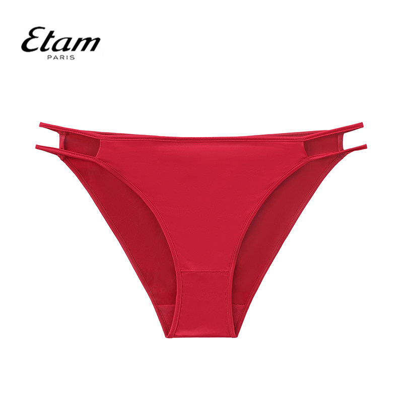 Etam艾格红色性感三角裤女低腰无痕透气亲肤纯棉内裤W322DI0207