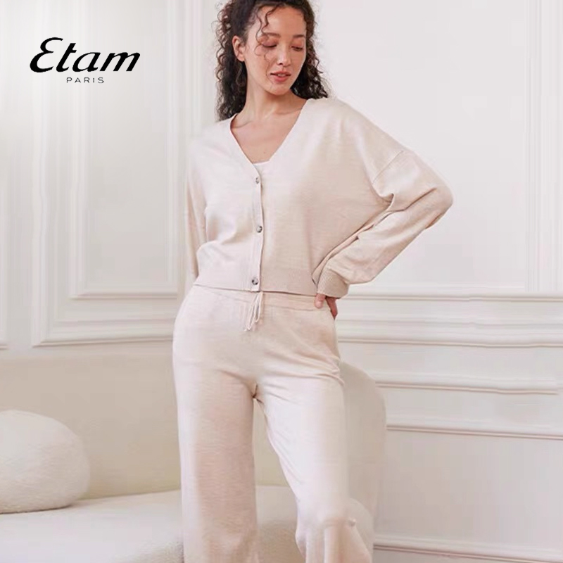 Etam Dilana暖雪系列软糯针织亲肤柔软宽松落肩家居服W323DL0407
