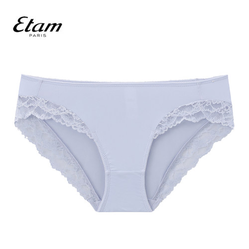 Etam羽感暗涌系列法式短裤拼边轻薄无痕全棉里裆内裤女W321DI0206