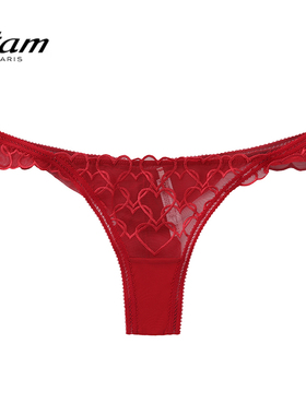 Etam性感刺绣蕾丝丁字裤女心形透明三角裤镂空设计内裤W125DI0203