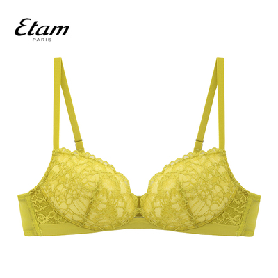 Etam羽感蕾丝暗涌法式内衣女无钢圈小胸聚拢文胸W321DI0107