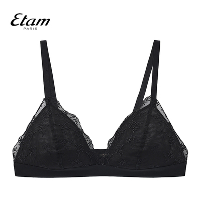 Etam法式性感蕾丝无钢圈三角杯文胸优雅气质刺绣内衣女W324DI0102