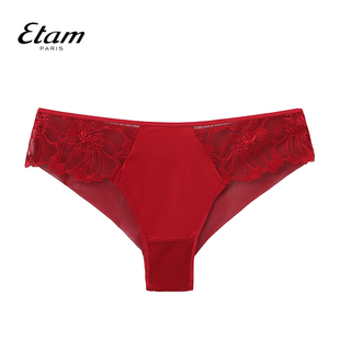 Etam蕾丝中腰刺绣三角内裤女法式舒适性感无痕小裤W322DI0212