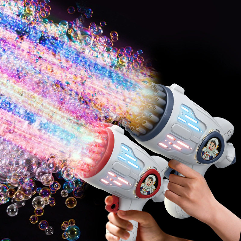 BUBBLE GUN TOY 32 HOLE ANGEL BUBBLE MACHINE BAZOOKA GATLING BUBBLE ELECTRIC KIDS TOY