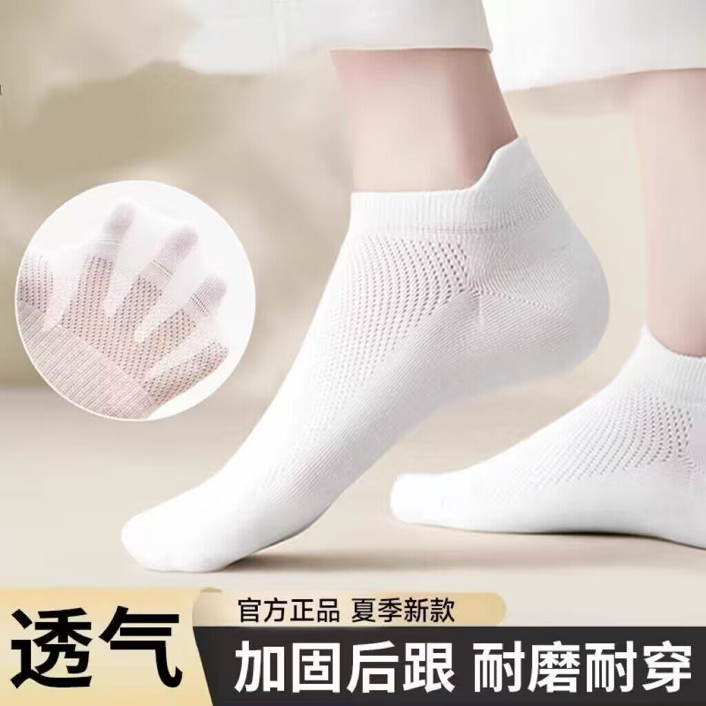 袜子短款纯棉夏季薄款网眼透气防臭糖果色短袜抗菌不掉跟