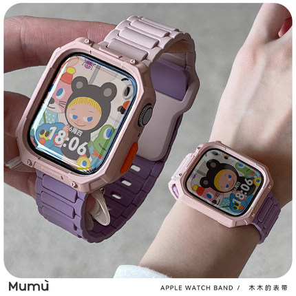 适用于苹果applewatch手表s10糖果硅胶iwatch全软壳7/8代s9表带se