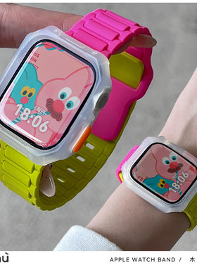 适用于苹果applewatch手表s10糖果硅胶iwatch软表壳7/8代s9表带se