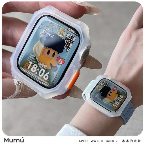 适用于ultra2苹果手表S9机甲风s10全包边保护壳软iwatchS7/S8硅胶
