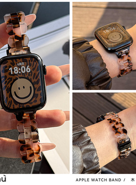 适用于s10苹果applewatch手表带撞色牛仔布s9针扣女iwatch78代se2