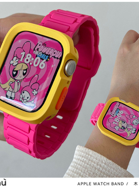 适用于苹果appleS11手表s10软ultra3硅胶iwatch壳7/8代s9表带se2