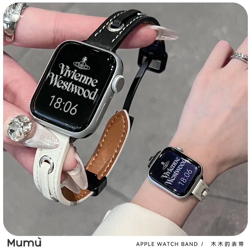 适用于苹果applewatch手表带s9纤细s10皮带diy撞色iwatch78代se2图片
