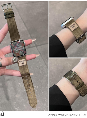 适用于苹果applewatch手表带se2毛绒s10灯芯绒女生iwatch78代s9