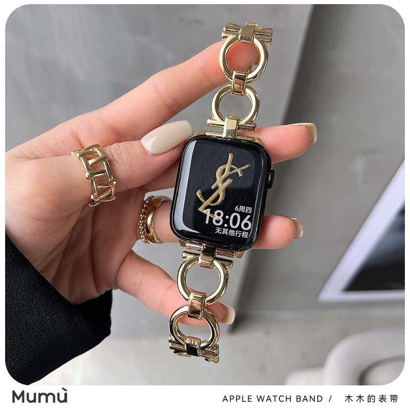 iwatch苹果手表带s10金属菲拉扣s9适用于applewatchUltra/8/7SE
