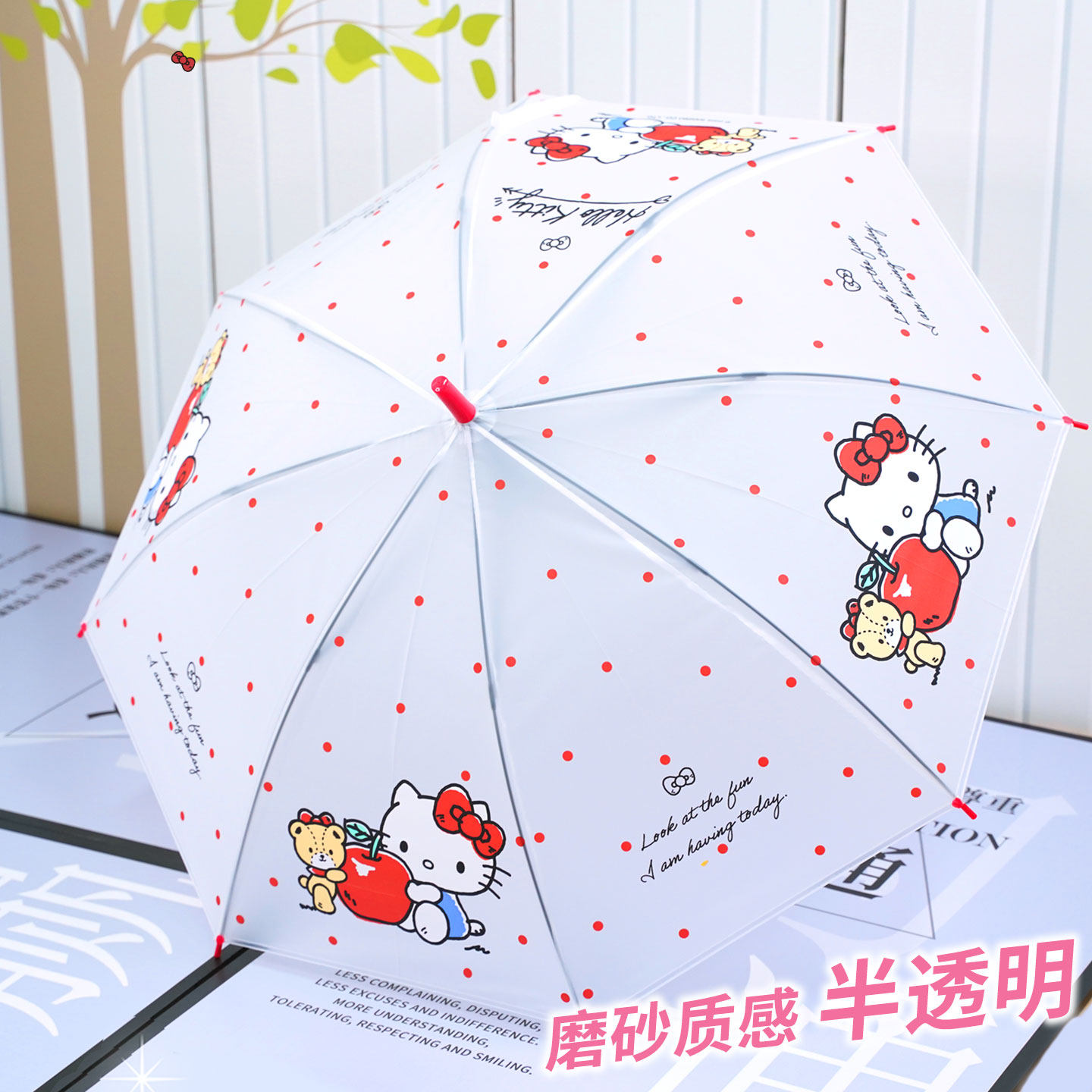 HELLO KITTY凯蒂猫儿童雨伞卡通半透明小学生直伞可爱幼儿园2026