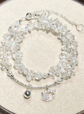 MPAY2025新中式不规则白水晶双圈手链【多样性发货】