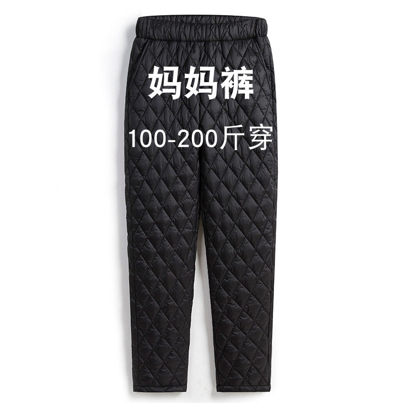 200斤加肥大码羽绒棉裤女款外穿中老年胖妈妈高腰秋冬加厚保暖裤