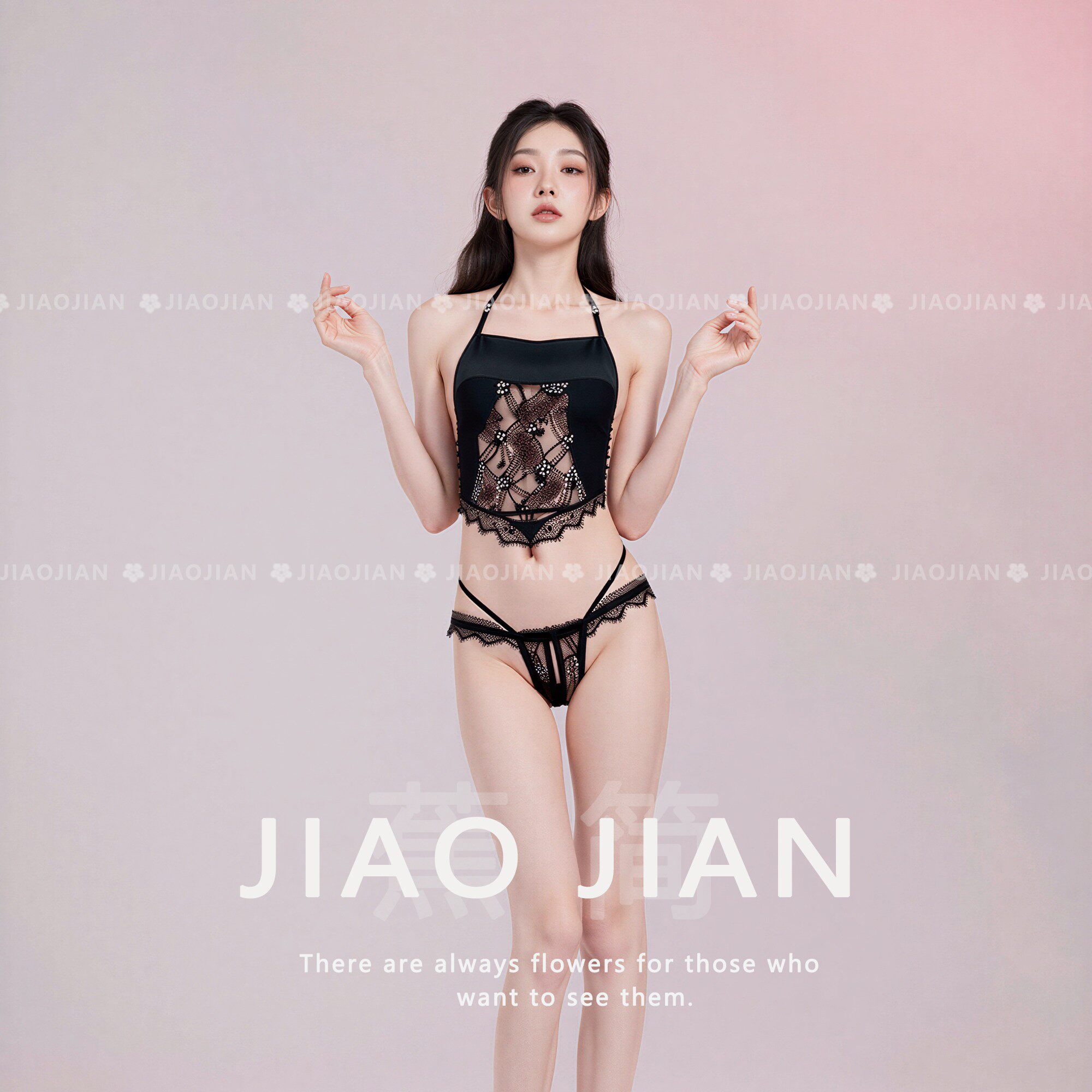 绫学妹流花似水qqny性感睡裙收副乳肚兜蕾丝透视网纱私房睡衣套装