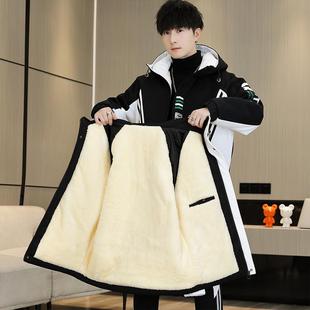 青少年秋冬季外套男大童加绒加厚新款帅气高初中学生男孩冬装套装