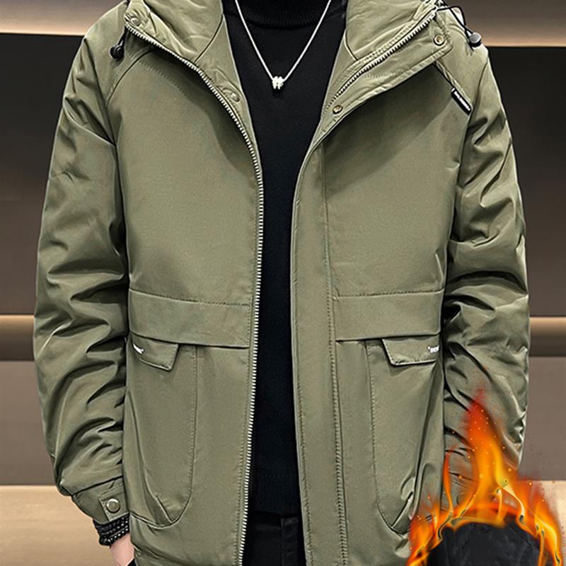 冬季新款连帽工装夹克男士加棉加厚保暖休闲冲锋衣二棉棉服外套潮
