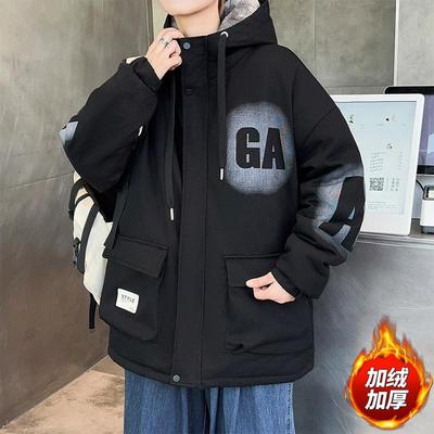秋冬季外套男款棉服加绒加厚中长款青少年2025新款棉衣袄派克服潮