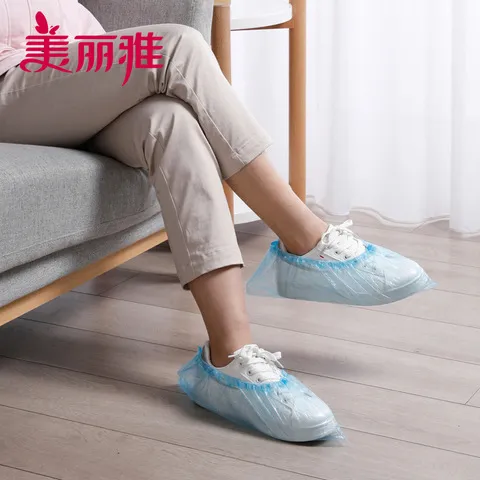 塑料防尘脚套一次性50批厚鞋套用只装室内防护鞋套待客入鞋套塑料
