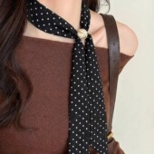 韩系新款 丝巾项链串珠波点毛衣链高级感系脖颈气质百搭发带配饰女