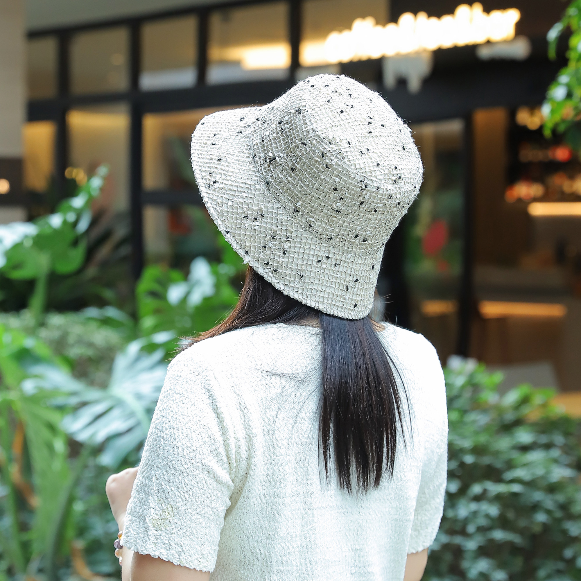 春夏女款双面戴网格防晒遮阳帽可折叠显脸小盆帽百搭时尚渔夫帽
