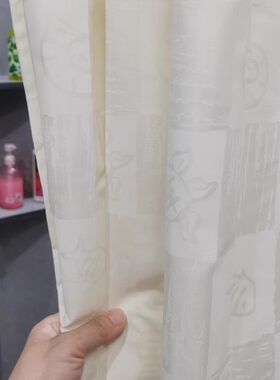 外贸隔断帘大小尺寸防霉防水纯素色暗花涤纶布浴帘自然拼图带铅坠