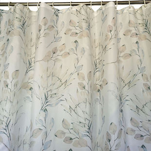 出口防水速干涤纶纺织布浴帘卫生间淋浴隔断帘窗帘水墨碎花防贴身