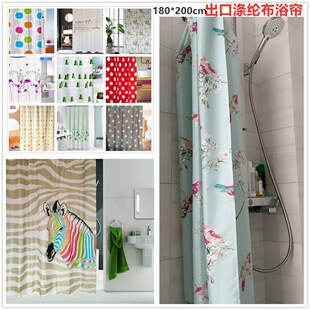 外贸出口防霉防水速干涤纶布浴帘卫生间淋浴隔断帘不贴身带铅坠垂