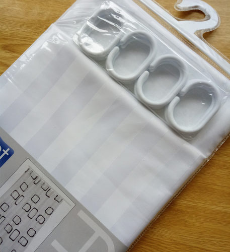 阴阳条防水柔软速干纯色浴帘布