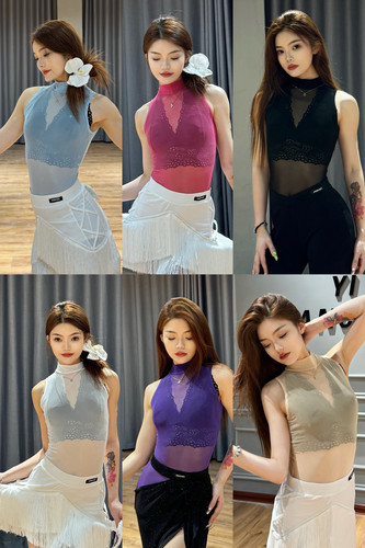 傲睨2025夏季新品无袖中领拉丁舞