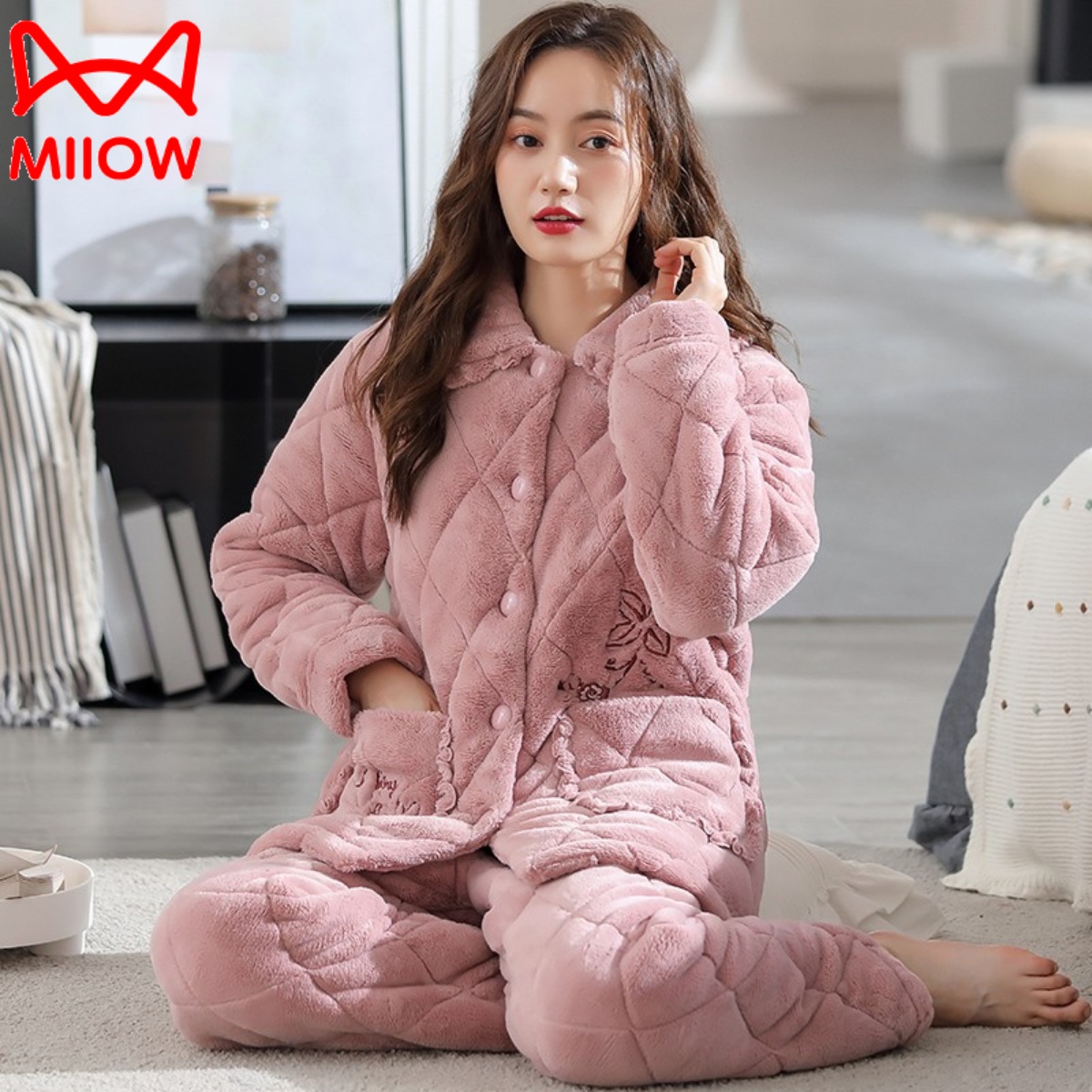 猫人睡衣女舒适保暖珊瑚绒