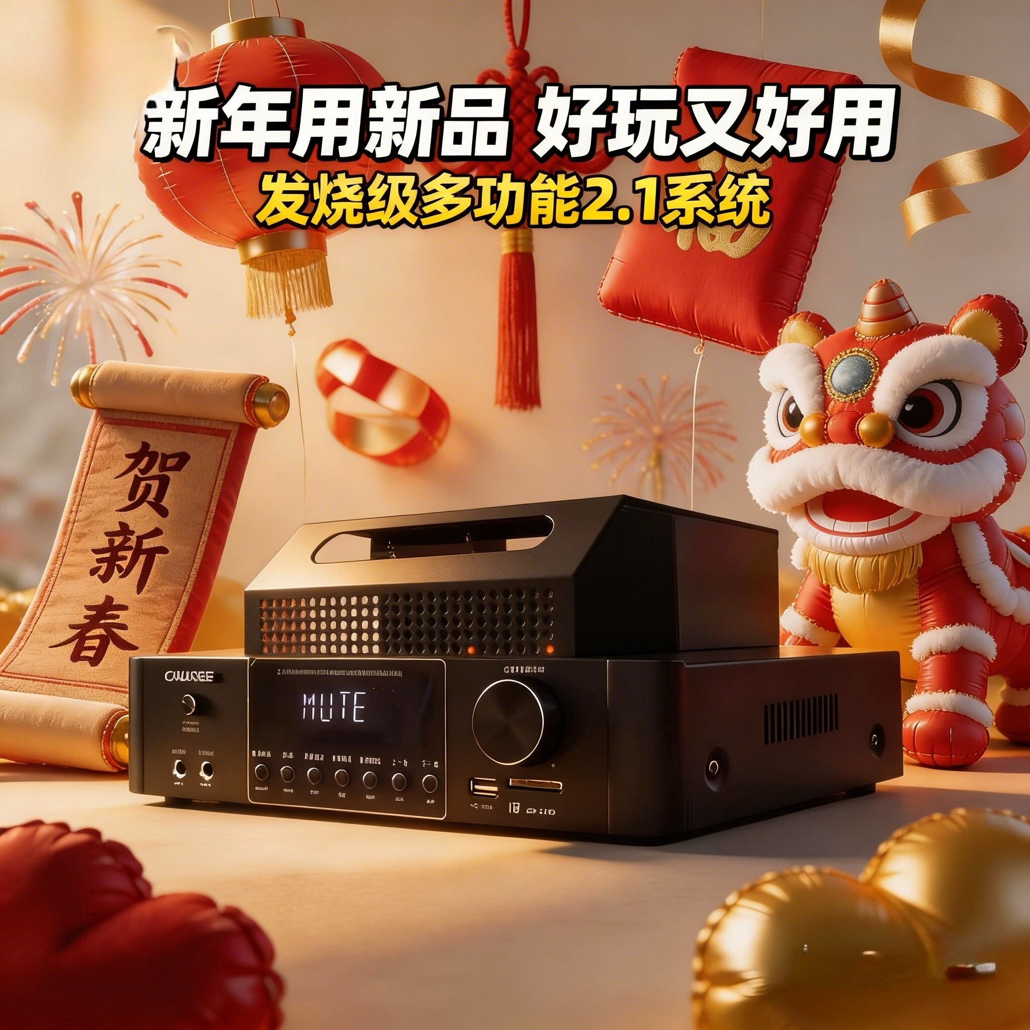 CAVOOGE2.1胆机胆前级全遥控蓝牙唱K电子管迷你桌面大功率功放