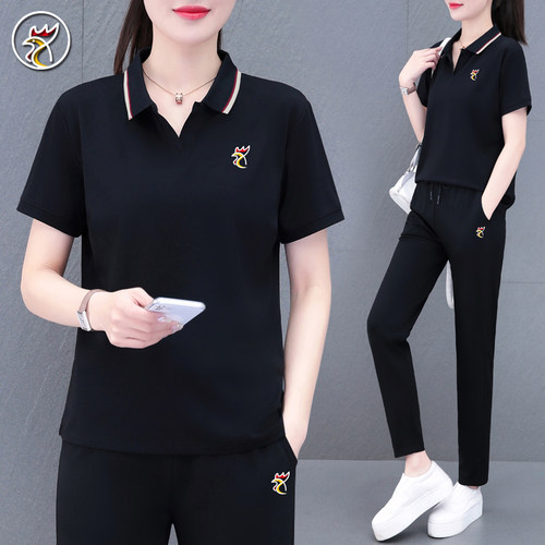 公鸡冰丝POLO衫运动服两件套