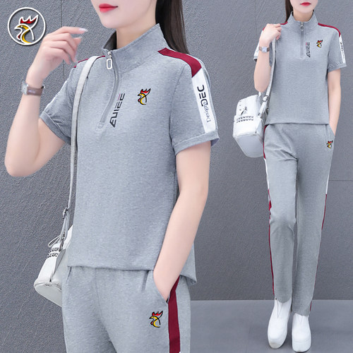 公鸡纯棉立领休闲运动服套装