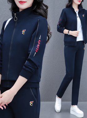 【品牌】运动套装女春秋季新款韩版妈妈时尚大码卫衣休闲服三件套
