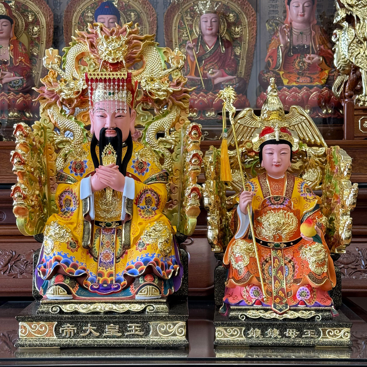 玉皇大帝天公王母娘娘神像紫薇瑶池娘娘西王母香樟木雕家用摆件