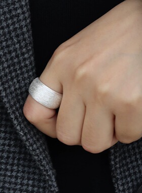 宽边条纹精致戒指女时尚百搭个性创意网红开口指环ins风食指戒潮