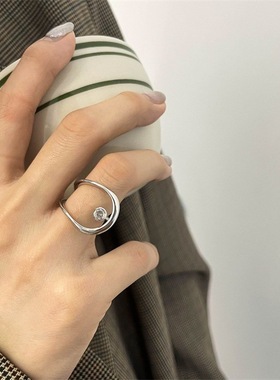 甜酷镂空闪亮戒指女韩版时尚个性百搭气质开口指环夸张嘻哈食指戒