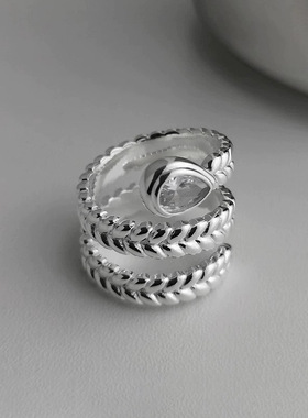 甜美麦穗戒指女简约气质个性孔雀翎精致指环ins风小众设计食指戒