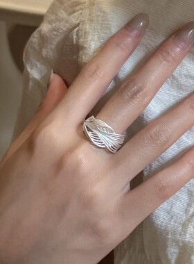 小众线条缠绕戒指女个性时尚百搭创意S925镀银开口指环ins食指戒