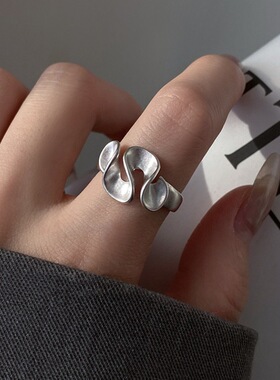不规则裙摆褶皱戒指女小众设计感时尚波浪开口指环个性网红食指戒