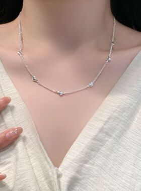 简约一串爱心项链女ins风小众设计感气质百搭锁骨链轻奢个性颈链