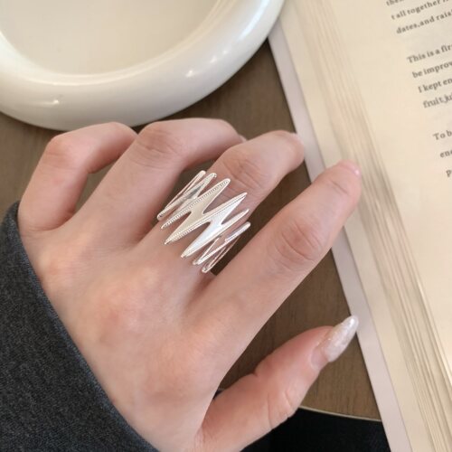 欧美复古几何开口食指戒女