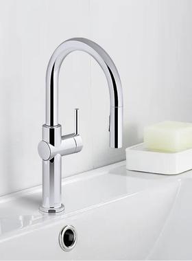 科勒洗碗盆龙头K-22972T-4-CP/VS/2BM下抽拉式可旋转厨房龙头