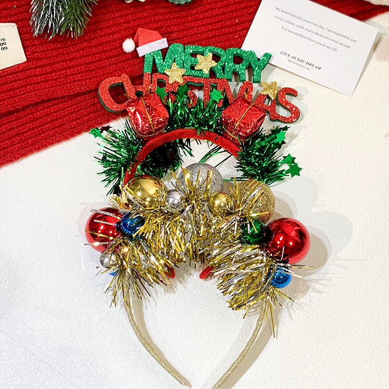 圣诞节头饰亮片铃铛大鹿角发箍女高颅顶洗脸头箍节日氛围拍照发窟