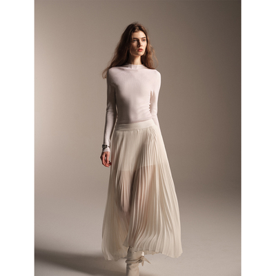 SOFTSELF雾绒诗秋季新款重工风琴半身裙半身裙女显瘦百搭