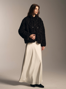 SOFTSELF雾绒诗两面穿羊卷毛短款小立领皮草外套加厚冬季新款