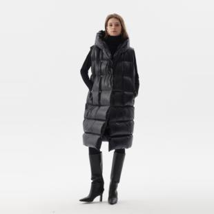 羽绒马甲女新款 SoftSelf·和煦之墨设计感宽松慵懒连帽长款 无袖